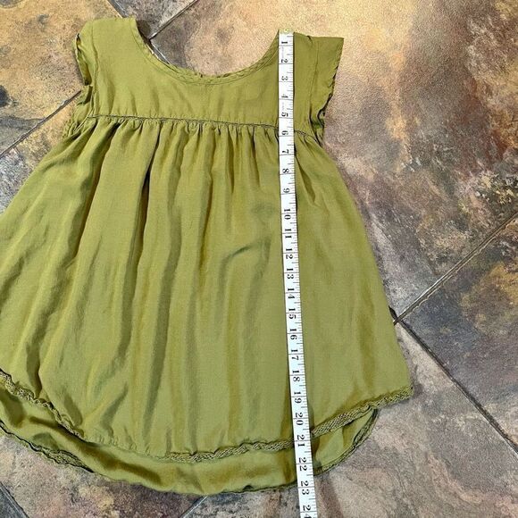 Ann Taylor LOFT Army Green Babydoll Pleated Blouse Medium - Picture 5 of 11